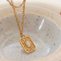 Vintage Gemstone Square Medallion Pendant Necklace 6W6JNC1068