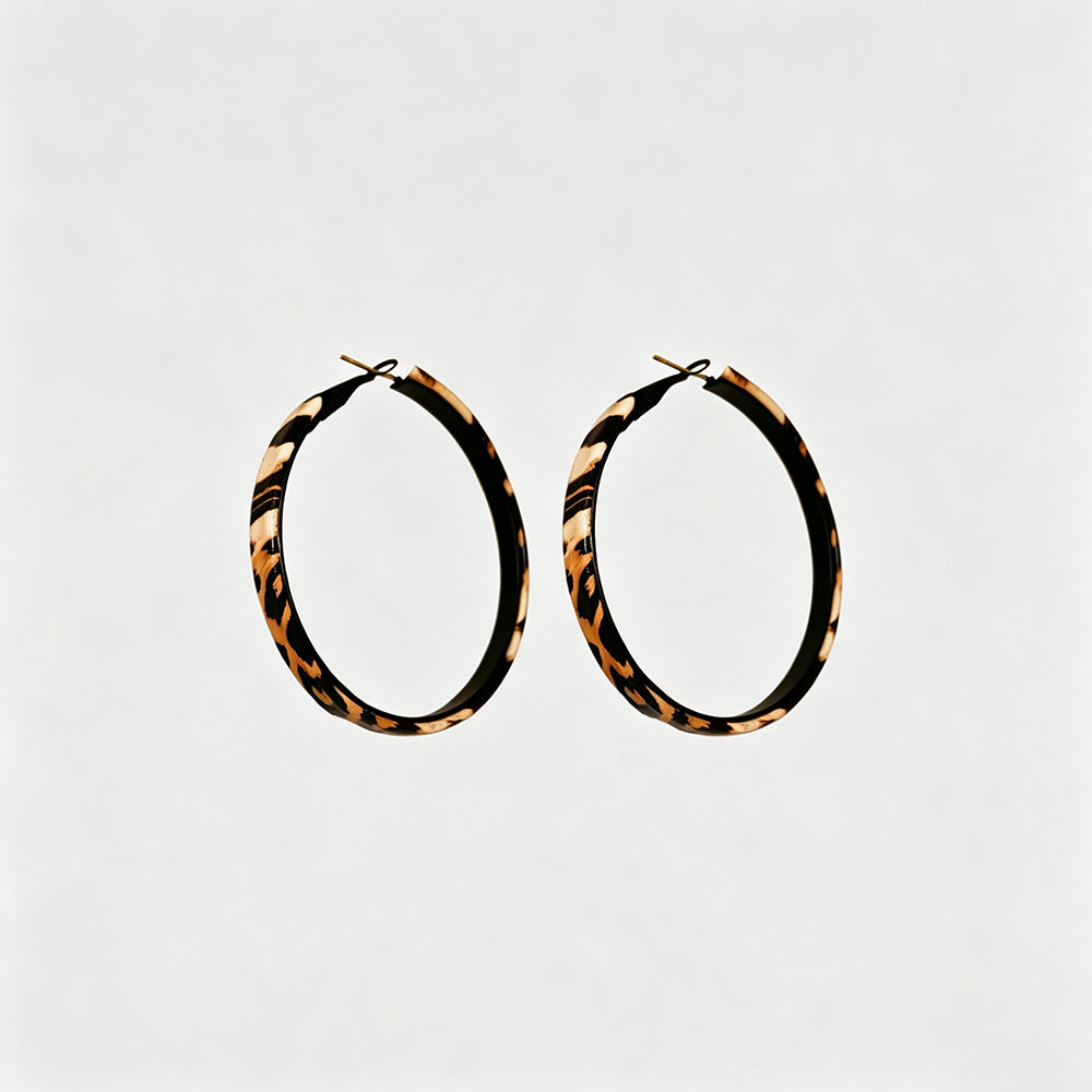 Trendy Leopard Print Circle Statement Hoop Earrongs 6W6JER758