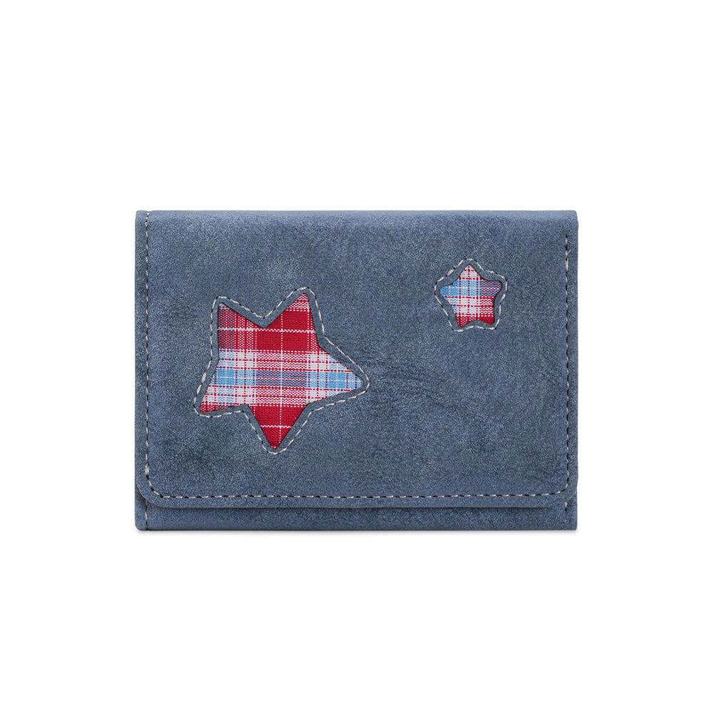 Plaid Star Patchwork Short Trifold Wallet 6W10BWB362