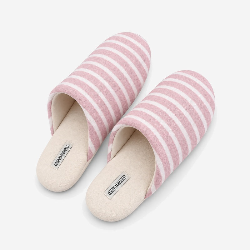 Minimalist Striped Closed-Toe Quiet Indoor Slippers 6W8FSP230