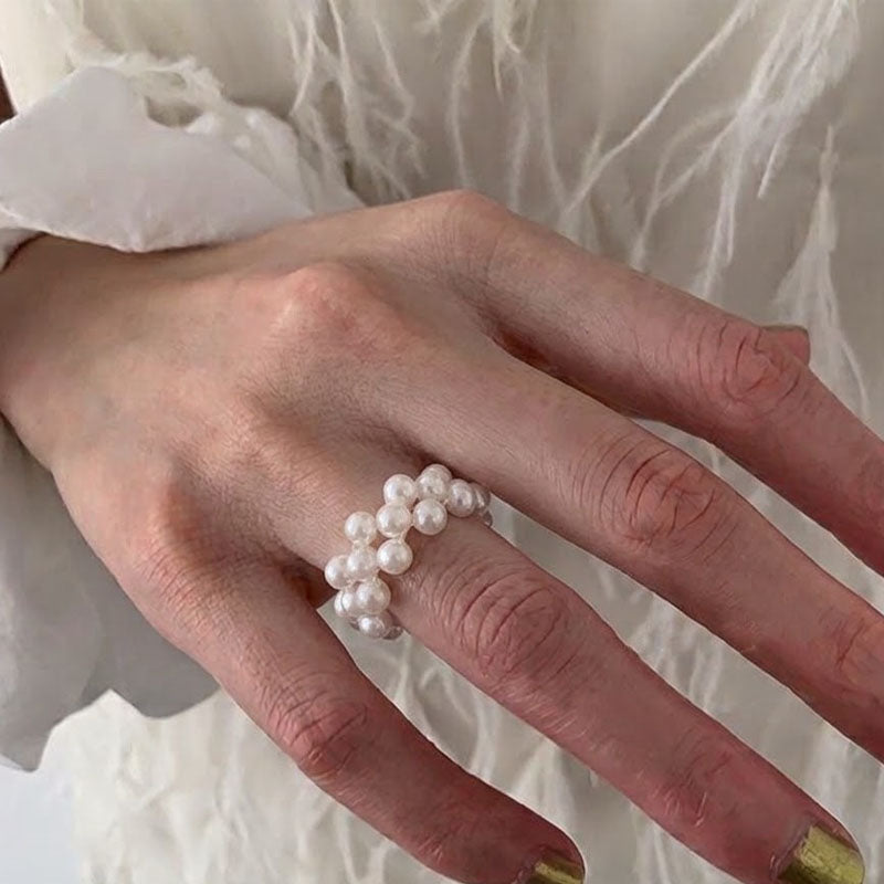 Pearl Braided Elastic Ring - DippedShop Wholesale - #9699