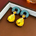 Luxury Rhinestone Circle Teardrop Drop Earrings 6W6JER751
