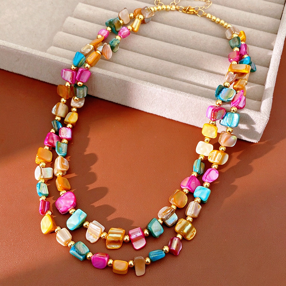 Vintage Irregular Double Layer Shell Necklace 6W6JNC944