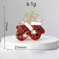 Enamel Rhinestone Christmas Mitten Brooch Pin 6W6JPB58