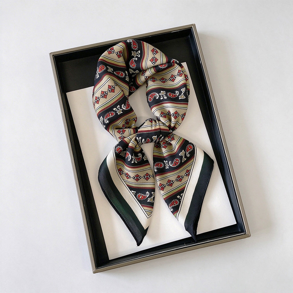 Trendy Striped Paisley Print Headscarf Silk Scarf 6W6NSC231