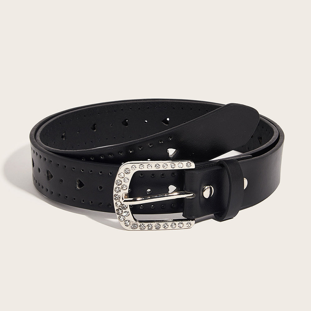 Fashion Hollow Out Heart Rhinestone Buckle Belt 6W6JBT226
