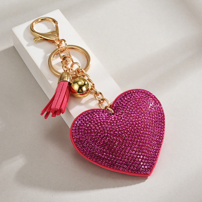Rhinestone Heart Tassel Bag Charm - DippedShop Wholesale - #6499