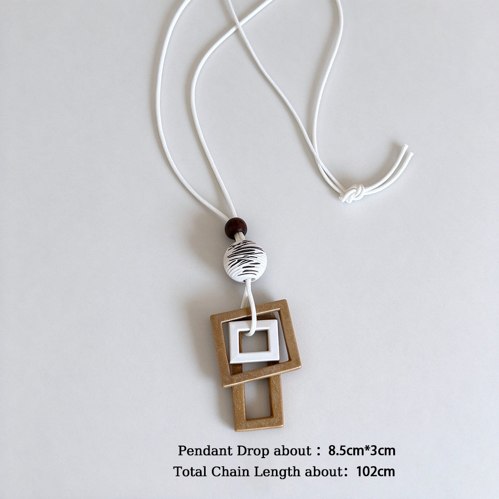 Wooden Geometric Pendant Necklace - DippedShop Wholesale - #9651