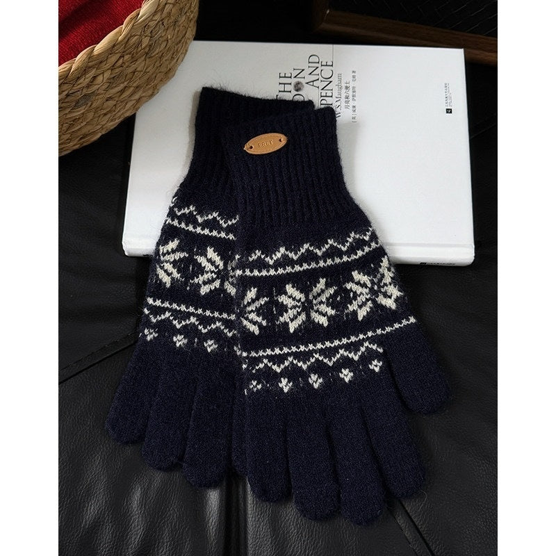 Vintage Snowflake Jacquard Full Finger Gloves 6W6GLO86