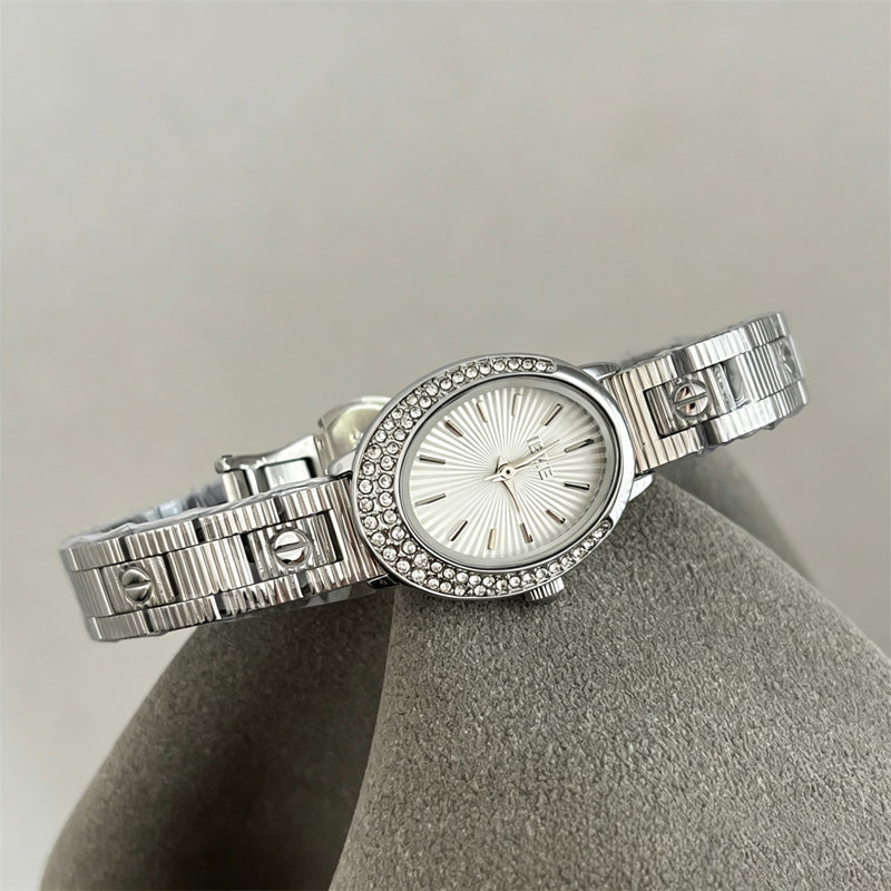 Rhinestone Oval Quartz Watch - DippedShop Wholesale - #7027