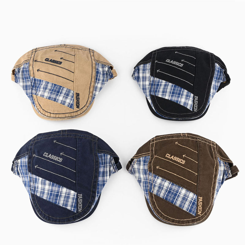 Vintage Plaid Splice Letter Embroidery Beret Hat MK2COK6W6HAT364
