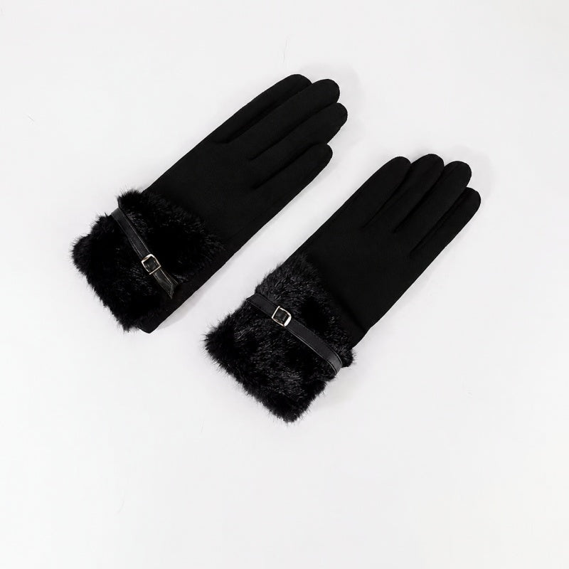 Elegant Suede Full Finger Thicken Gloves 6W6GLO97
