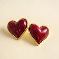 Vintage Enamel Heart Gold Plated Stud Earrings 6W6JER950