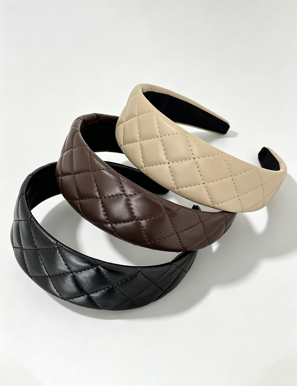 Minimalist Solid Color Plaid PU Wide Headband 6W6HBD311
