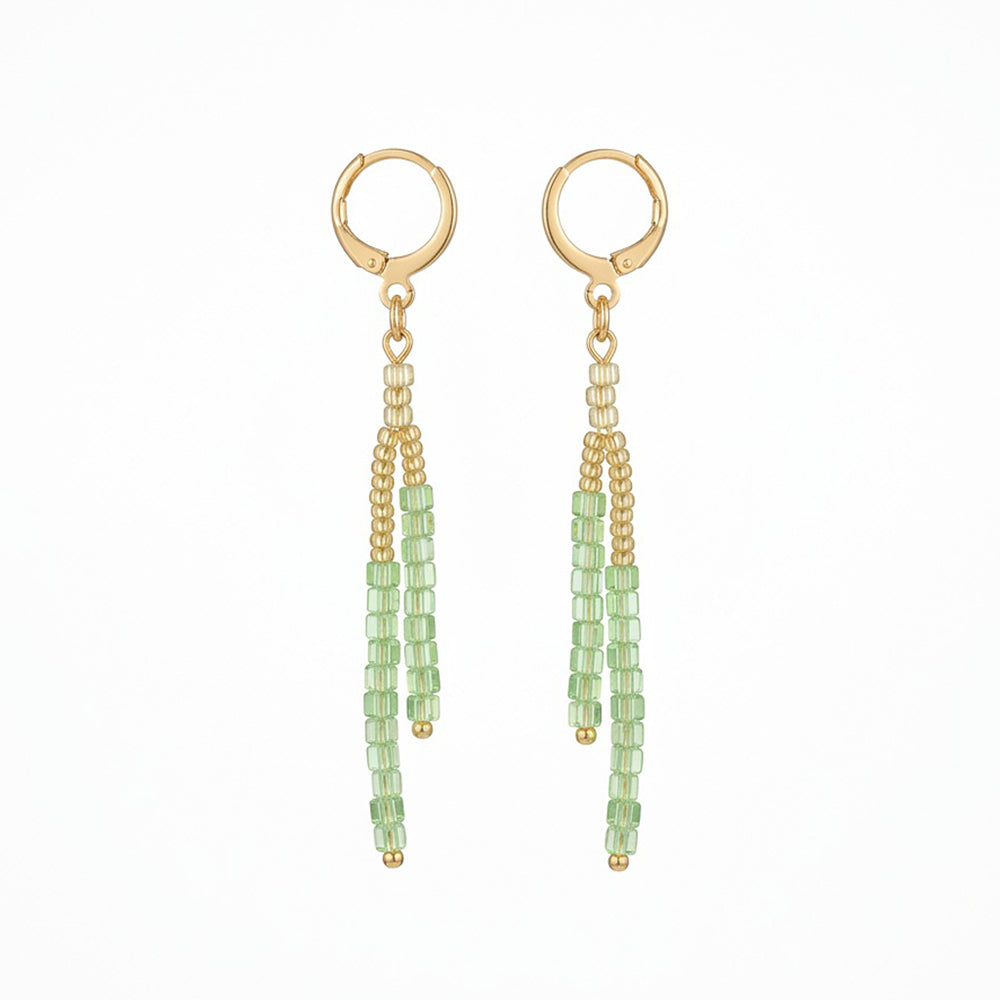 Boho Multi-Color Beaded Tassel Hoop Earrings 6W6JER952