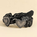 Vintage Metal Heart Wide Leather Waist Belt 6W6JBT211