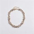 Vintage Rhinestone Rattan Splice Pearl Necklace 6W6JNC949
