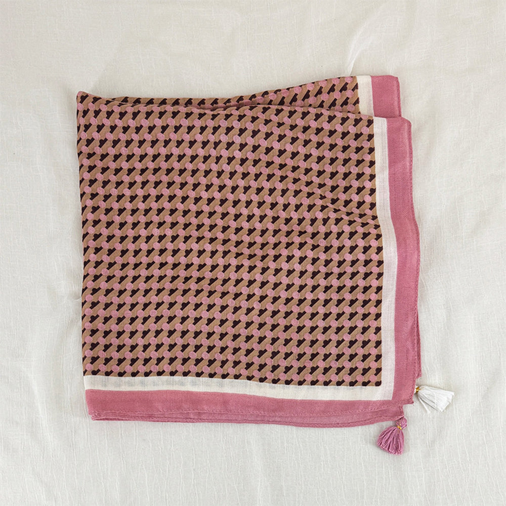French Soft Geometric Houndstooth Square Scarf 6W6NSC215