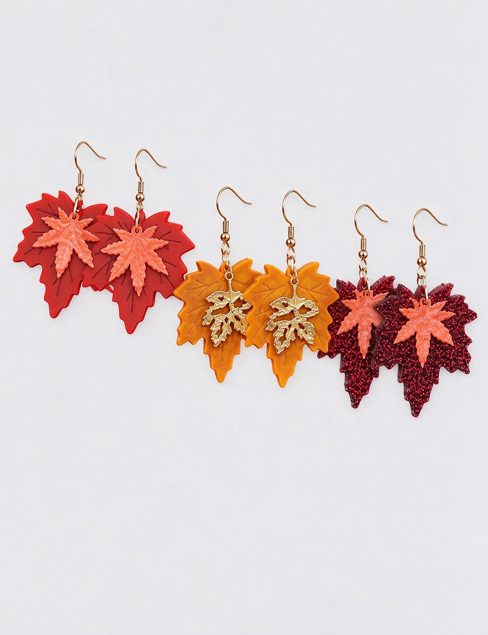 Maple Leaf Dangle Earrings - DippedShop Wholesale - #9059