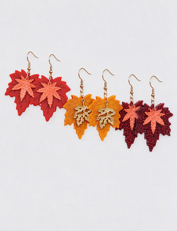 Maple Leaf Dangle Earrings - DippedShop Wholesale - #9059