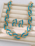 Vintage Enamel Leaf Splice Necklace 6W6JNC896