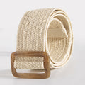 Boho-Style Solid Color Straw Weave Belt 6W6JBT205