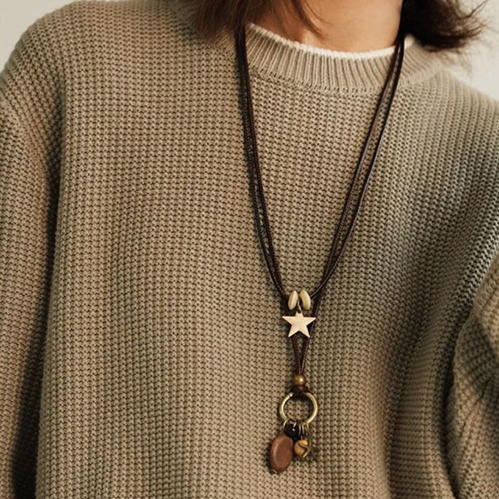 Layered Wooden Star Necklace - DippedShop Wholesale - #4643