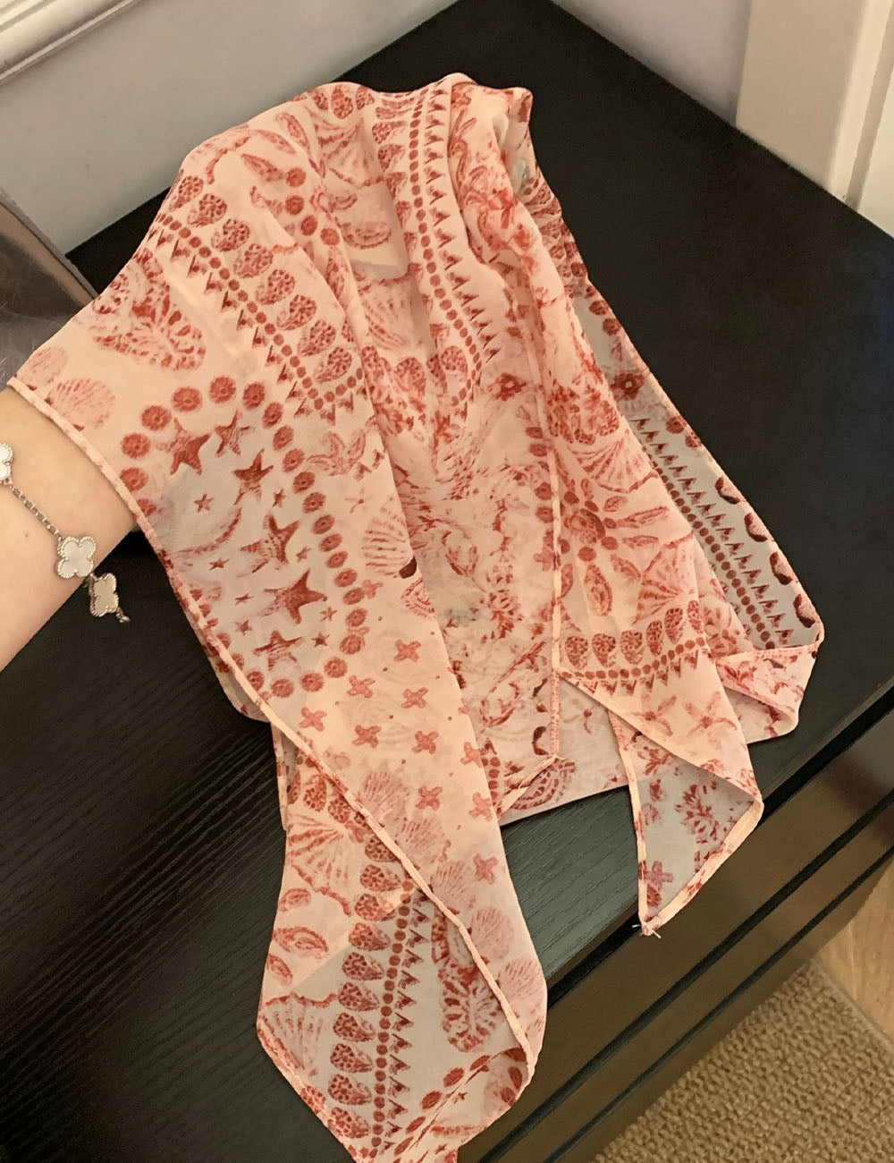 Chic Floral Print Lightweight Silk Scarf 6W6NSI197