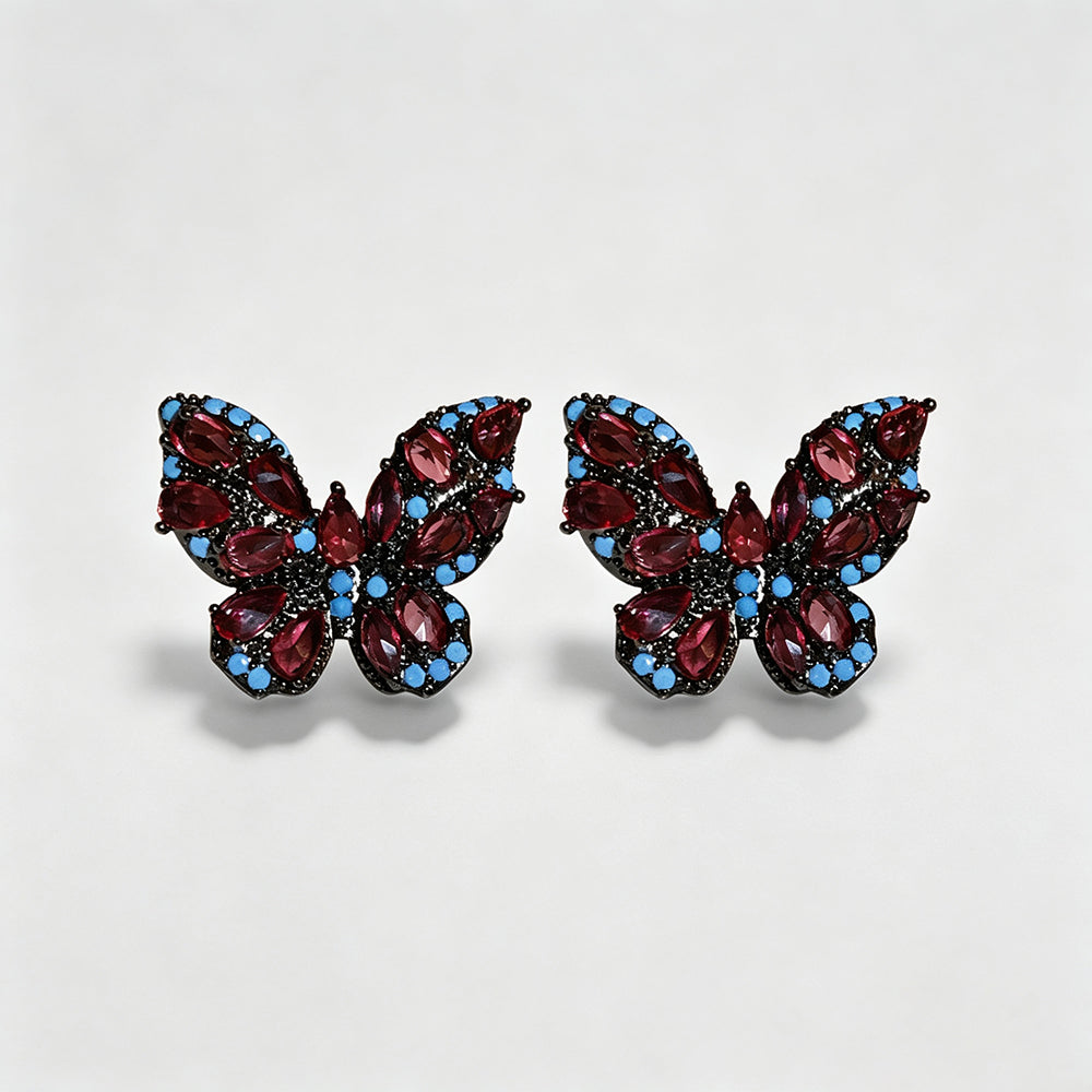 Vintage Cubic Zirconia Butterfly Stud Earrings 6W6JER734