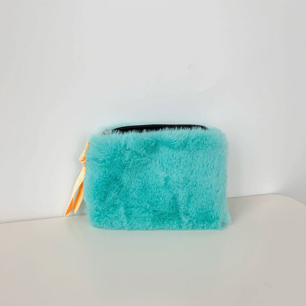 Fluffy Plush Color Block Mini Coin Purse 6W10BWB375