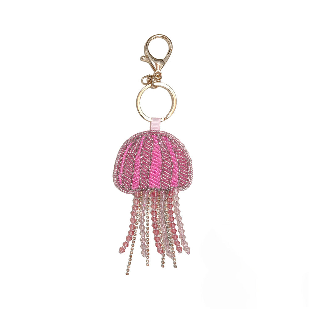 Stylish Rhinestones Beaded Jellyfish Pendant Bag Charm 6W10BBC812