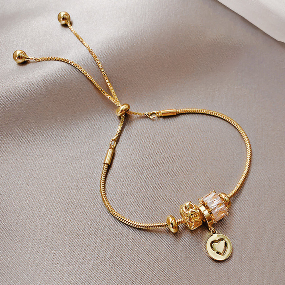 Elegant Rhinestones Heart Pendant Bracelet 6W6JBR678