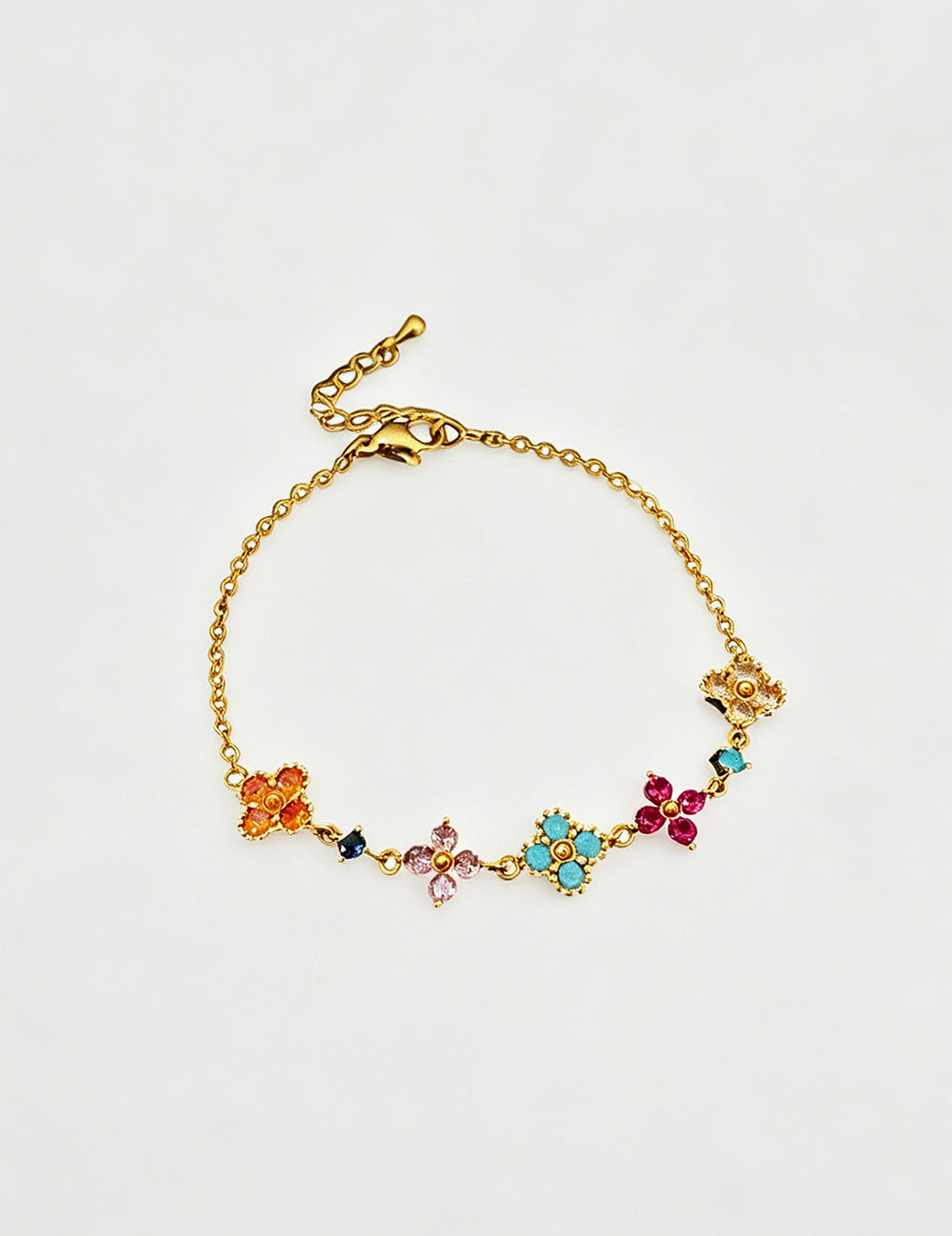 Elegant Gold Plated Colorful Rhinestones Floral Bracelet 6W6JBR690