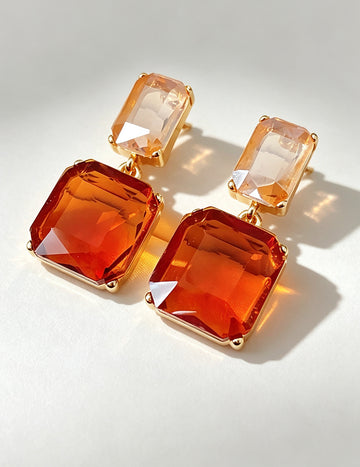 Fashion Transparent Rectangle Crystal Drop Earrings 6W6JER713