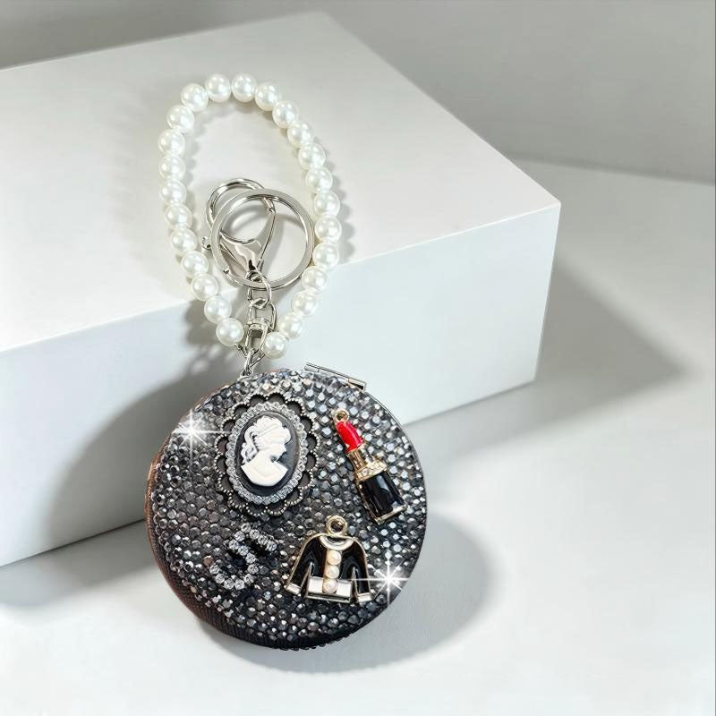 Rhinestone Lip Mirror Keychain - DippedShop Wholesale - #2387