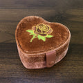 Soft Velvet Floral Embroidery Heart Jewelry Case 6H13HSJ157