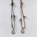 Handcrafted Daisy Flower Leather Cord Necklace 6W6JNC1012