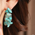 Irregular Turquoise Raw Stone C-Hoop Earrings 6W6JER828