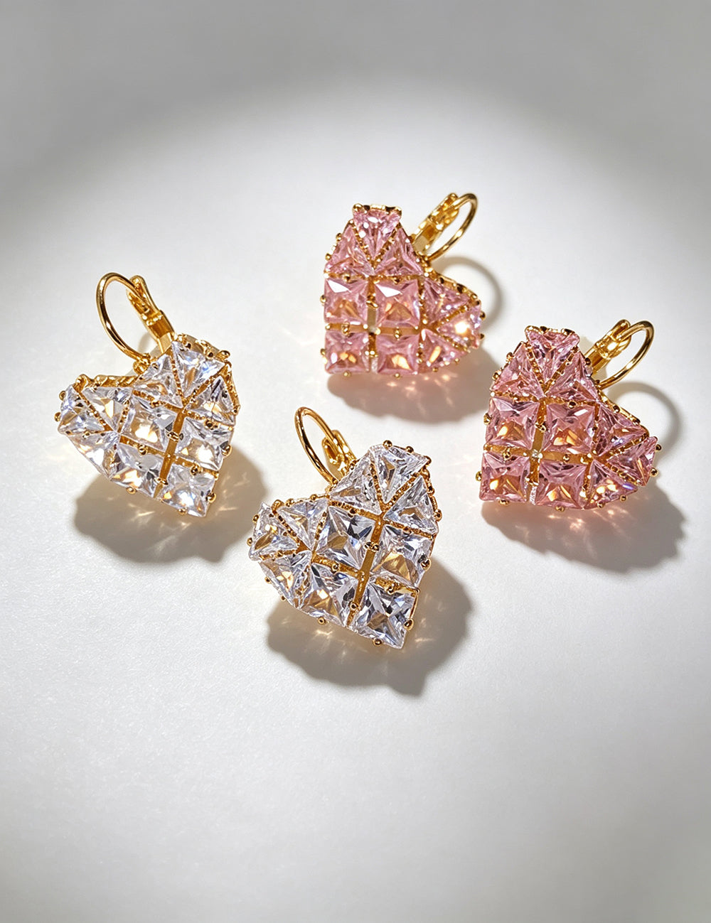 Minimalist Heart Gold Plated Cubic Zirconia Hoop Earrings 6W6JER719
