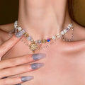 Chic Double Layer Rhinestones Heart Pendant Necklace 6W6JNC927