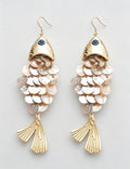 Metallic Shell Fish Scale Dangle Earrings 6W6JER781