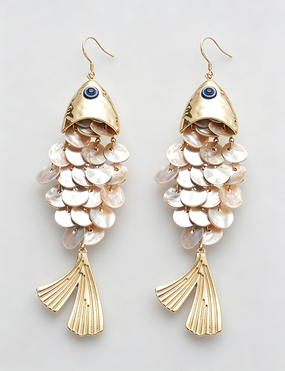 Metallic Shell Fish Scale Dangle Earrings 6W6JER781