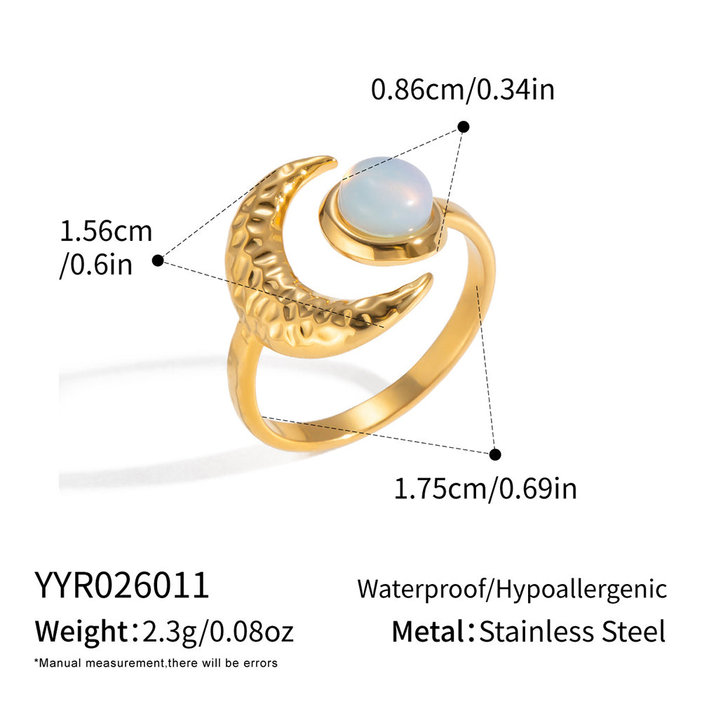 Moon Open Adjustable Ring - DippedShop Wholesale - #9811
