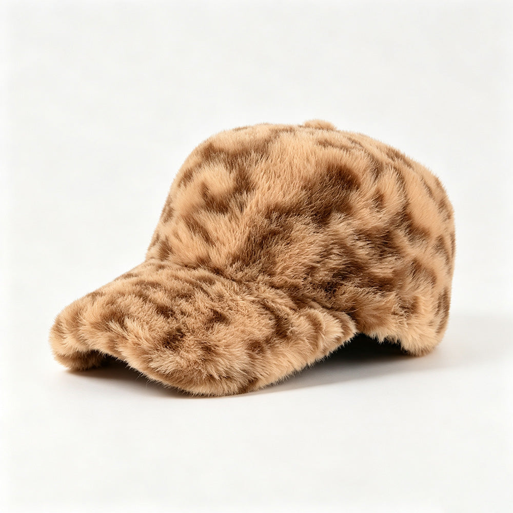 Vintage Leopard Print Fluffy  Plush Baseball Cap 6W6HAT826