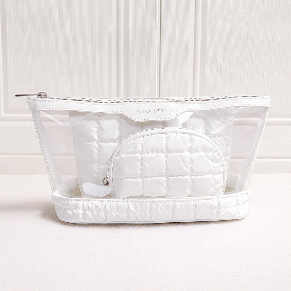 Minimalist Solid Color Quilt Shell Cosmetic Bag 6C5CO271