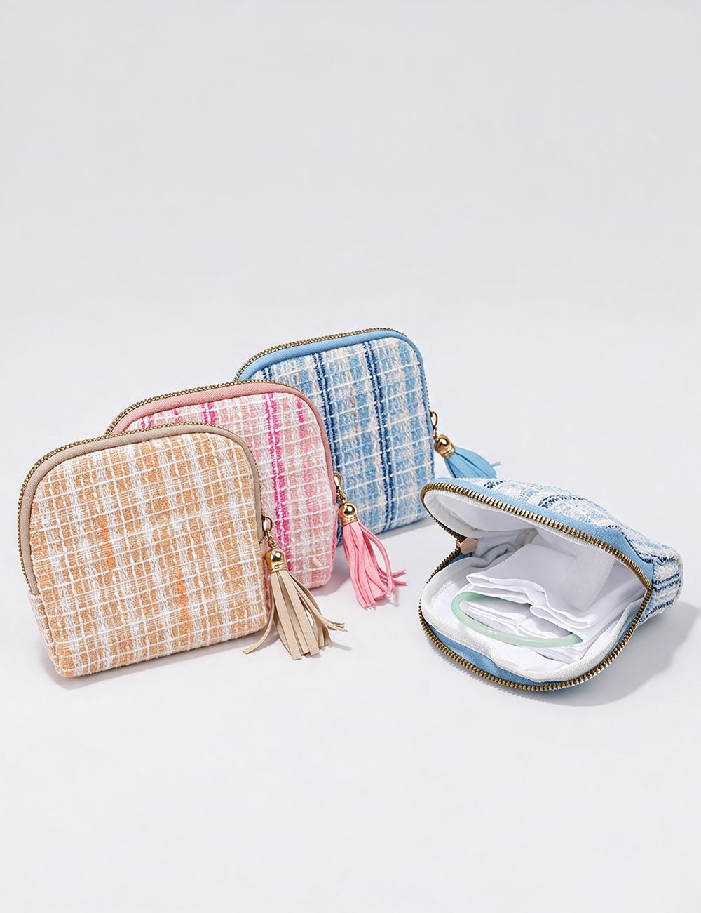 Tweed Jewelry Travel Pouch - DippedShop Wholesale - #1795
