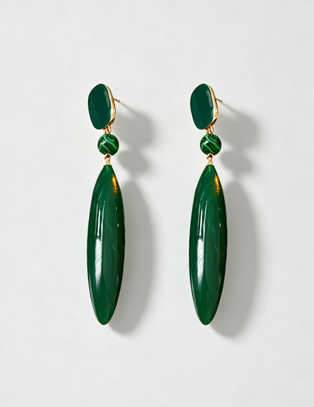 Vintage Square Emerald Long Teardrop Dangle Earrings 6W6JER735