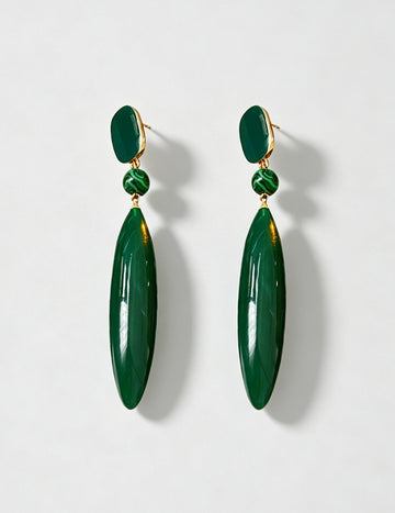 Vintage Square Emerald Long Teardrop Dangle Earrings 6W6JER735