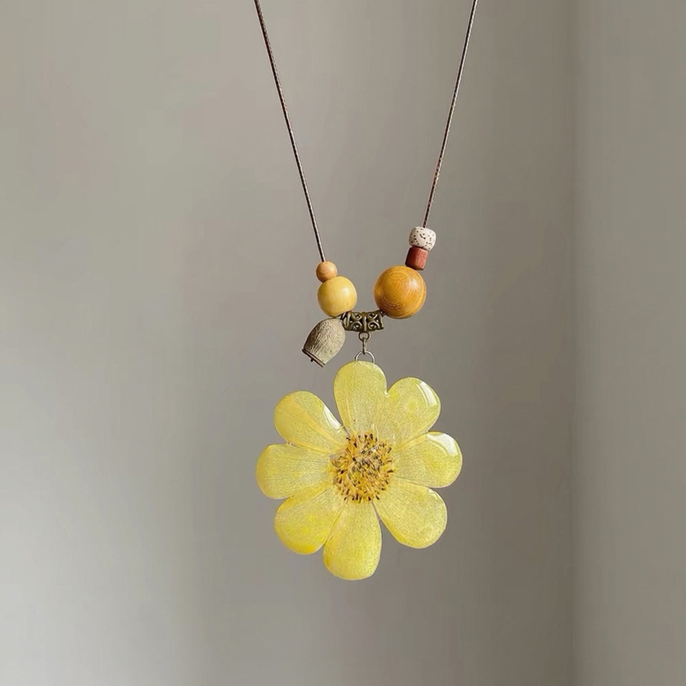 Flower Resin Pendant Necklace - DippedShop Wholesale - #3667