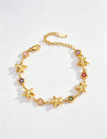 Fashion Gold Plated Star Flower Charm Bracelet 6W6JBR519